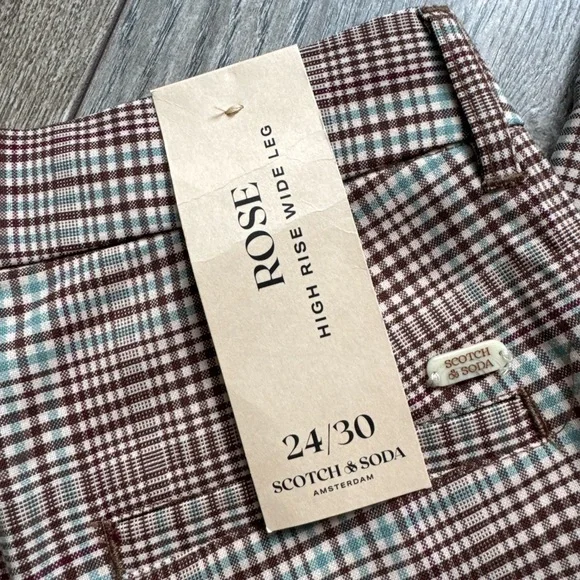 Scotch & Soda Women's Checkered Trousers in Brown and Cream - Picture 6 of 6